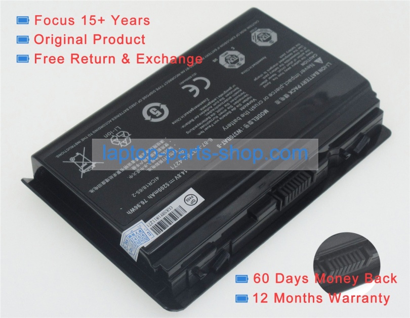 W370bat-8 14.8V 76.96Wh battery for clevo laptop - Click Image to Close
